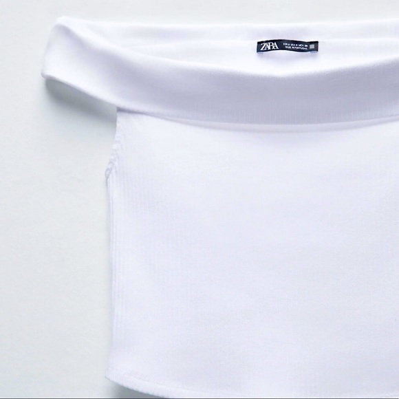 Zara Ribbed Off-The-Shoulder Top - Picture 5 of 9